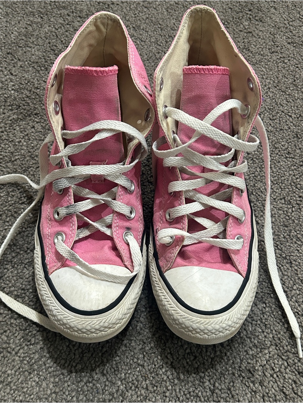 Converse Pink High-Top Canvas Sneakers with White Laces